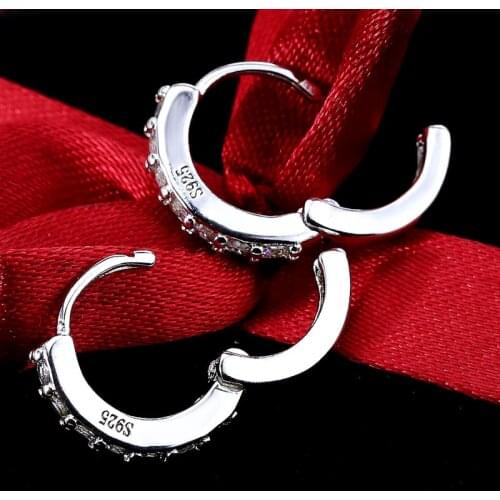 13mm Small Hoop Earrings For Women S925 Sterling Silver Jewelry Accesorie CZ Zircon Round Earcuff Brincos Femme Oorbellen Bijoux