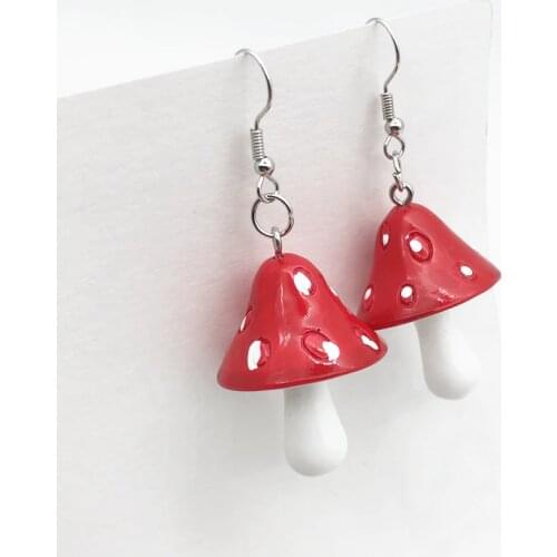 2000s aesthetic Lovely Acrylic Mushroom Long Pendant Earrings for Girls Women Children Birthday Gift egirl goblincore Jewelry