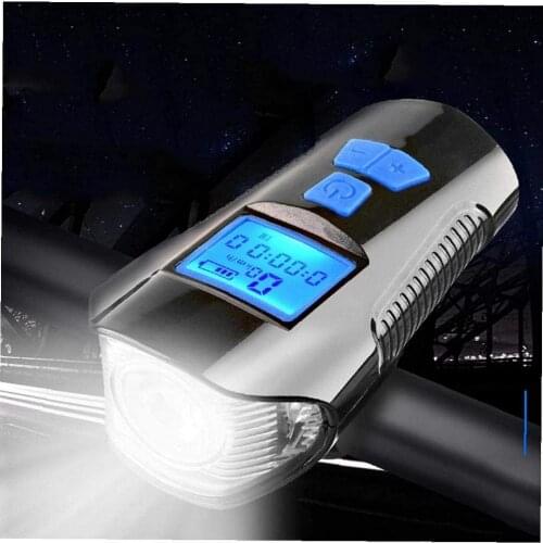 4-Mode USB Bicycle Light & Bike Computer 6-Mode Horn Flashlight Bicycle Speedometer Display Stopwatch LED Bicycle Headlight