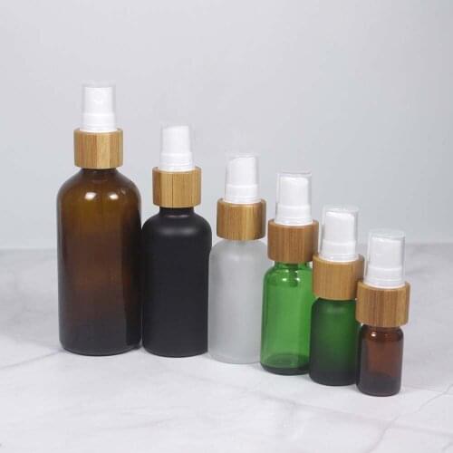 5~100ml spray pump bottle with white lid, brown, green,blue frosted bottle ,clear glass bottle