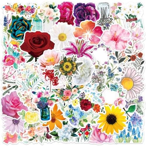 50 PCS Flower Small Waterproof Stickers