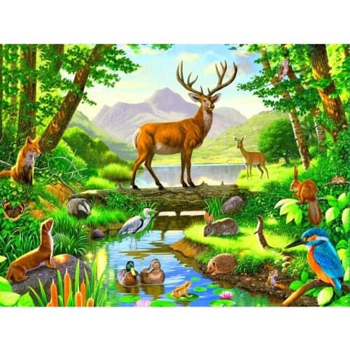 5D DIY Diamond Painting Deer Cross Stitc Full Square/Round Diamond Embroidery forest Animals Mosaic Picture of Rhinestone Decor