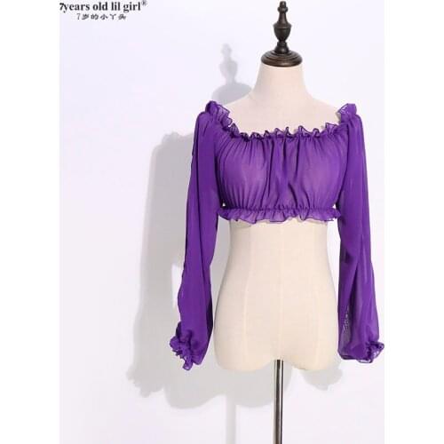 7years Old Lil Girl 2021 Tribal Belly Dance Chiffon Costume Top Bohemia Gypsy Modern HEE04