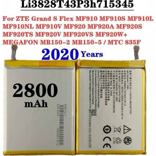 Li3820T43P3h715345 2800mAh Battery For ZTE Grand S Flex / ZTE MF910 MF910S MF910L MF920 MF920S MF920W+ MTC 835F Phone Battery