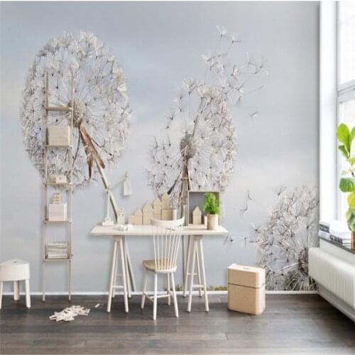 Beibehang Custom photo wallpaper wall stickers dream simple dandelion blue sky white clouds Nordic TV background wall