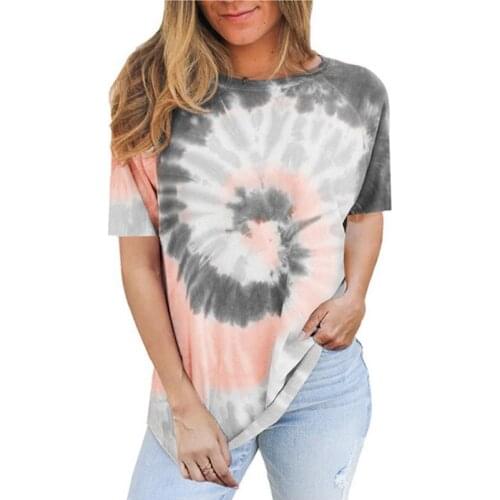 DAXIN Explosive Tie Dye Concentrated Flower Received Short Sleeve T-Shirt Summer Bottoming Tee Shirt