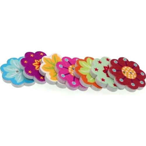 50PCs Wooden Sewing Buttons Scrapbooking Flower Colorful Mixed 2 Holes 20mm Costura Botones Decorate bottoni botoes W2002