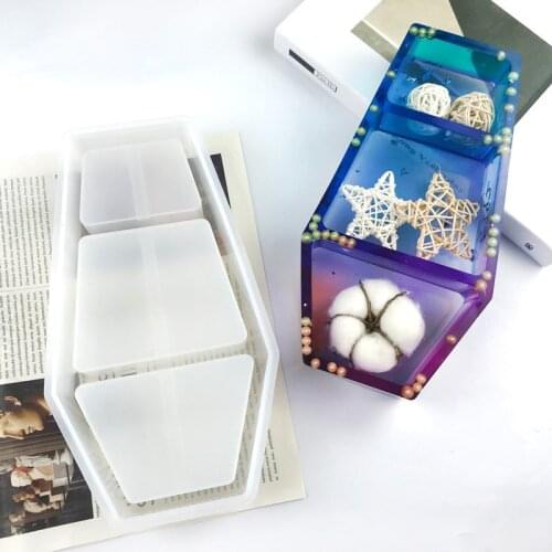 DIY Coffin Storage Box Crystal Epoxy Resin Mold Dark Zombie Mirror Coffin Silicone Mold