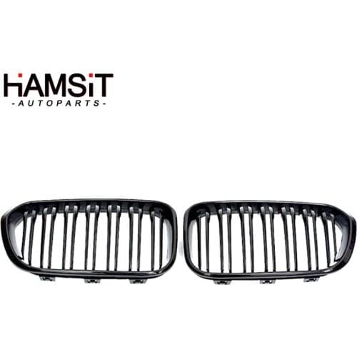 Hamsit Car modification Bright Black Front Grille dual-line modification mid-grid For BMW F20 2015-2020