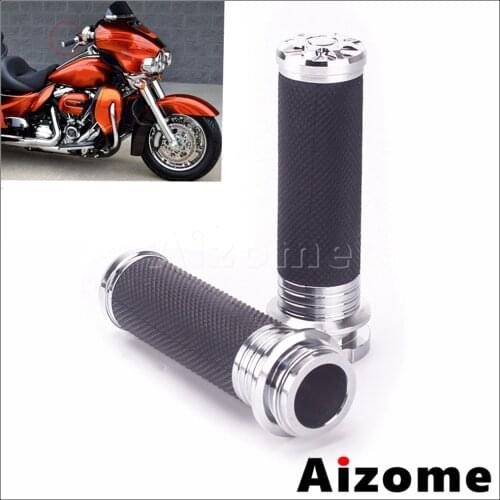 Chrome Motorcycle Grips 25mm 1" Handle Grips Handle Bar Grips For Harley Touring Road King Electra Road Street Glide Tri Glide