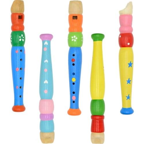 Short Flute Sound Kid Woodwind Musical Instrument Early Education Develop Type 6-Holes Recorder Wooden Flute Musical Instruments