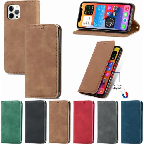 Leather Wallet Case for iPhone 12 Pro Max Mini 11 XS XR X SE 2020 8 7 6 6s Plus Luxury Flip Cover Coque Card Slots Magnetic