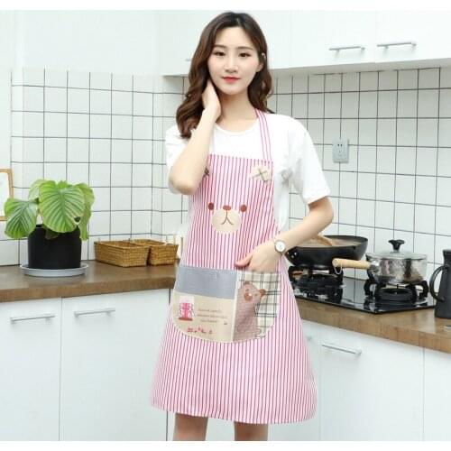 Bear Stripe Kitchen Apron Household Women Cooking Baking BBQ Sleeveless Aprons Working apron Bibs Cleaning Tools