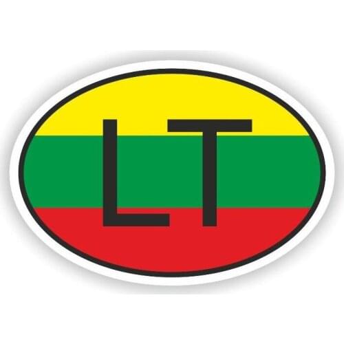 Hot Sell Lithuania LT Small Country Code Art Pattern Car Stickers Styling Car Bodyes Sunscreen Decal Decoration KK15*12cm