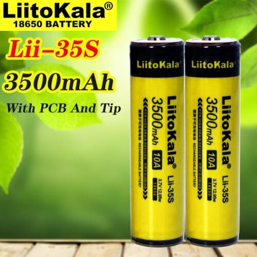 1-10pcs Liitokala Lii-35S Protected 18650 3400mAh Rechargeable Li-lon battery with 2MOS PCB 3.7V For Flashlight