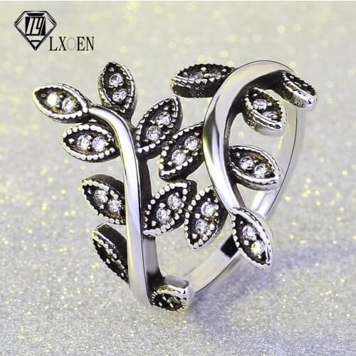 LXOEN Cute Female Tree Ring Gun Black Color Wedding Rings for Women Elegant Zircon Party Ring Jewelry Gift