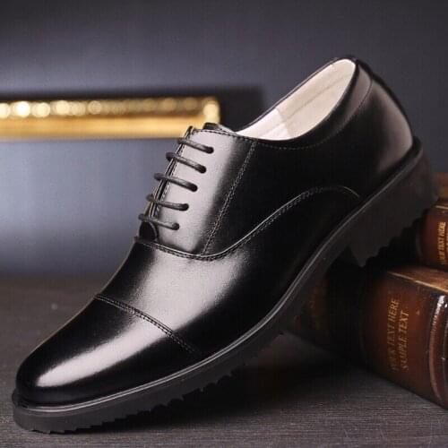 Mens Formal Shoes Genuine Leather Size38-46 Mens Black Dress Shoes Classic Men Shoes for Wedding Business Men Party Loafer