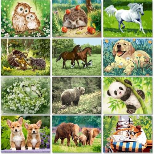 SDOYUNO Oil Paint By Numbers Kits Animals DIY Painting By Numbers On Canvas Frameless 60x75cm Dogs Home Decor Wall Art
