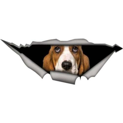 Creative Car Sticker Basset Hound 3D Car Window Decal Accessories Waterproof High Quality Vinyl Cover Scratches PVC 13cm X 5cm