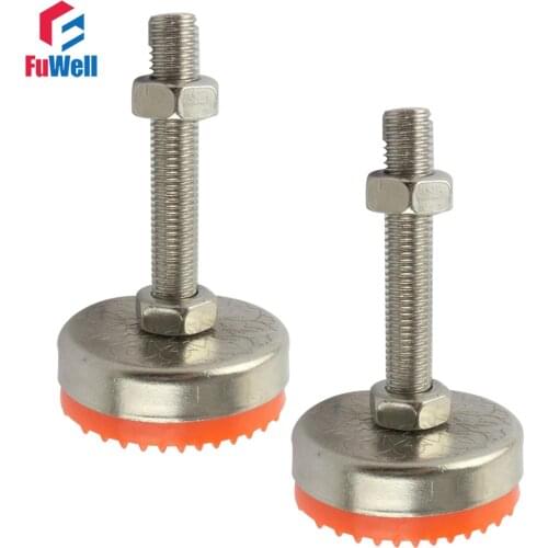 2pcs M12/M14/M16/M18/M20 Thread Adjustable Foot Cups 80mm Diameter TPU Non-skid Base 100/120/150mm Articulated Leveling Foot