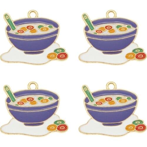 4pcs Enamel Alloy porridge charm earring pendant funny Bracelets Necklace Earrings Making Accessories DIY Jewelry Pendants