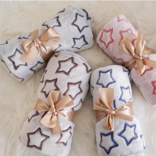 Plush Super Soft flannel 3D Stars Pink Baby Blanket Furry Crib Cover Baby Swaddle Infant Blanket Newborn Baby Show Gift