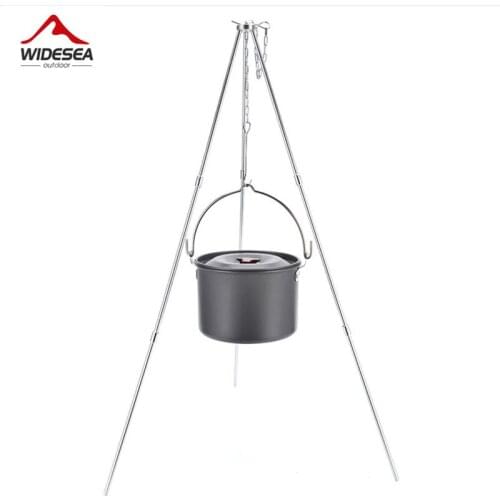 Widesea 4L Camping Cookware Outdoor Tableware Hanging Pot Pan 4-6 Persons Picnic Cooking Tourism Fishing Equipment
