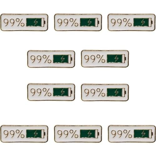 10pcs Simple Tag Letters 99% Electricity Quantity Brooch Enamel Pin Metal Clothes Badge Bag Backpack For Friends Gifts Jewelry