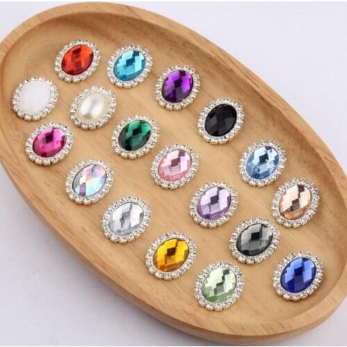 5pcs/lot Oval Buttons Diy Rhinestone Accessories Festival Decor Diameter Supplies Wholesale