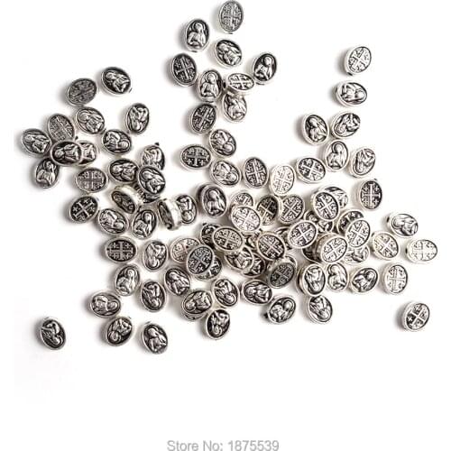 Alloy Bead 10*8 mm Catholic Rosary Oval Beads 100 Pieces