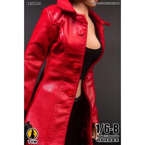 In Stock TYM099 1/6 Female Soldier Clothes Womens mid-length Leather Jacket Suitable For Big Breasts And Plastic Body