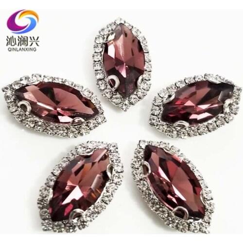 Wine red eye shape Top grade Glass Crystal buckle,Sliver bottom sew on loose rhinestones,Diy/wedding decoration SWHEK18