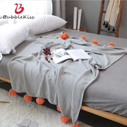 Bubble Kiss Hot Sale Hair Ball Knitting Blanket Summer Throw Blanket Sofa Nap Air Conditioning Blanket Portable Cover Blanket