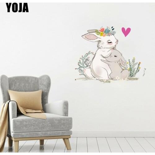 YOJA 47.2×38CM Cute Watercolor Rabbit Home Decoration Bedroom Living Room Wall Stickers Mural 8WS0176