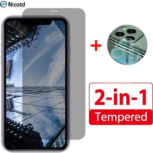 2-in-1 Full Privacy Tempered Glass for IPhone X XS MAX XR 6 6S 7 8 Plus 11 Pro Max 12 12Pro 11Pro Anti Spy Screen Protector Lens