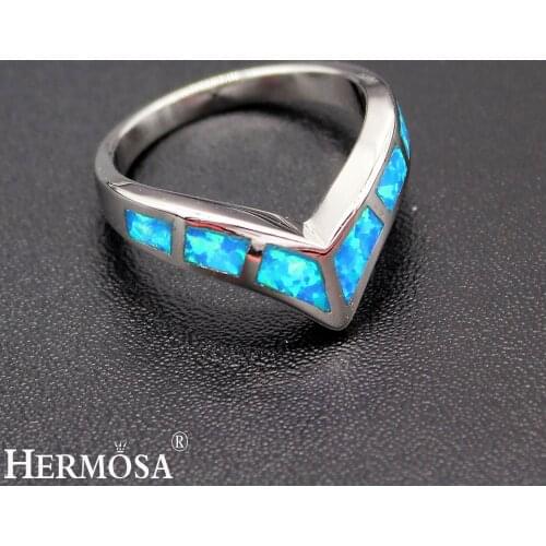 Hermosa Super V Design Mystic Fire Australia Opal Ring Size 7 8 9 Fashion Women Rings R1047 Charm Jewelry