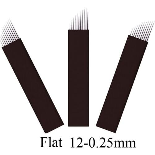 100Pcs Black Flex12 Pontas 0.25mm Nano Tattoo Needles Microblading Needle Blade Permanent Makeup Eyebrow Eyebrow tebori agulhas