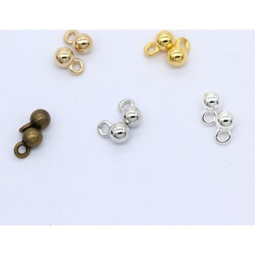 100p Silver Gold Round Ball Charm Metal pendant Extender Chain tail End beads For DIY Bracelet Necklace jewellery making finding