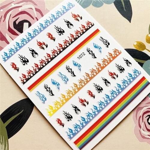 1072 MG180308-01 Burning Flame Blaze Raging fire 3D Back glue Nail decal Nail sticker Nail decoration Nail art Nail ornament