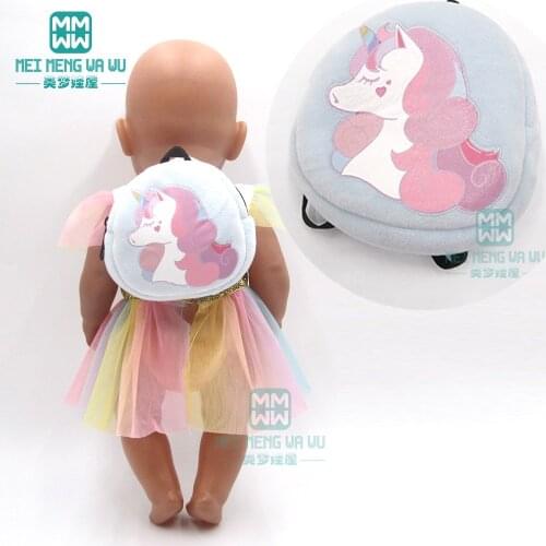 Accessories for doll fit 43 cm toy new born doll baby fashion Cartoon plush backpack