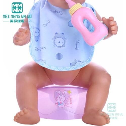 Doll accessories for 43cm new born doll and 45cm American doll Simulation baby tableware bottle + plate + spoon + fork