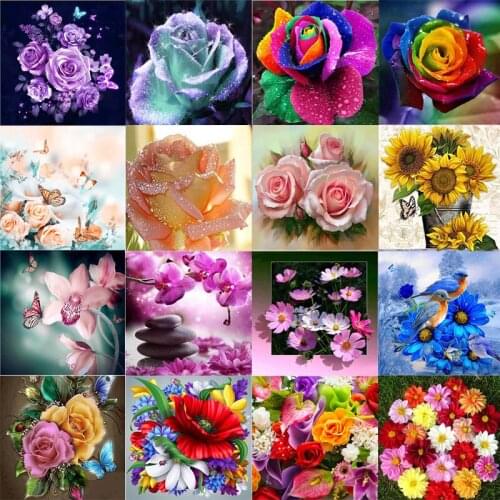 DIY 5D diamond painting rose landscape round diamond embroidery mosaic home decoration pattern childrens handmade new year
