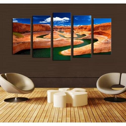 Unframed 5 Panels Red Valley Picture Canvas Print Painting Artwork Wall Art Canvas Painting Wholesale For Home Decor