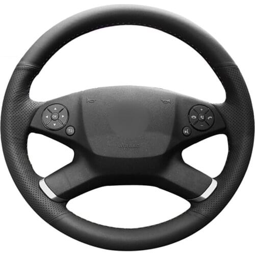Black Artificial Leather Hand-stitched No-slip Car Steering Wheel Cover for Mercedes Benz E-Class W212 E 200 260 300 2009-2013