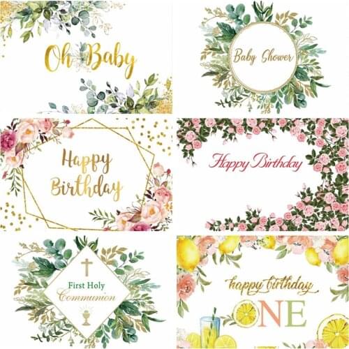 Oh Baby First Birthday Backdrop Green Leaf Glitter Cake Smash Photography Background Newborn 1st Birthday Portrait Photo Studio