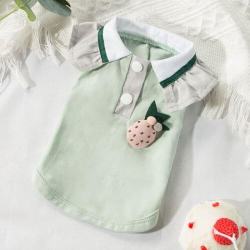 T-shirt pet Clothing dogs Cartoon vest dog Clothes small Costume Breathable French Bulldog cute summer green boy collar perro