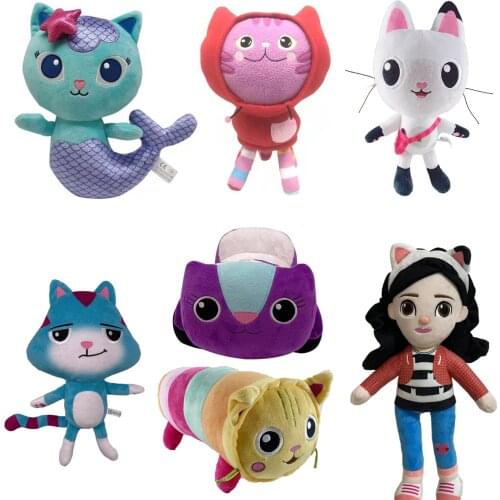 Gabbys Dollhouse Plush Toys Mermaid Plush Doll Soft Stuffed Animal Lovely Plushies Toy for Kids Birthday Xmas Gift To