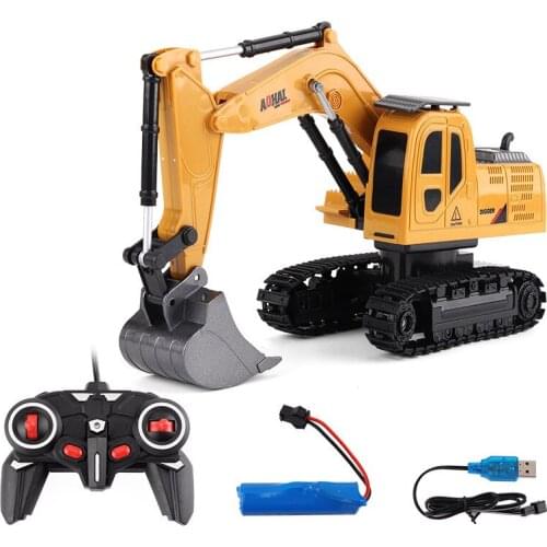 6CH Samll RC excavator toys with Musical and light Childrens Boys RC truck Beach toys RC Engineering car tractor Xmas gift