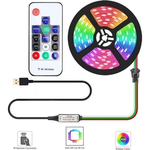 USB WS2812B Individually Addressable Smart 5050 RGB Led Strip 14Keys DIY Remote Pixels Controller With 366Modes Change KIT