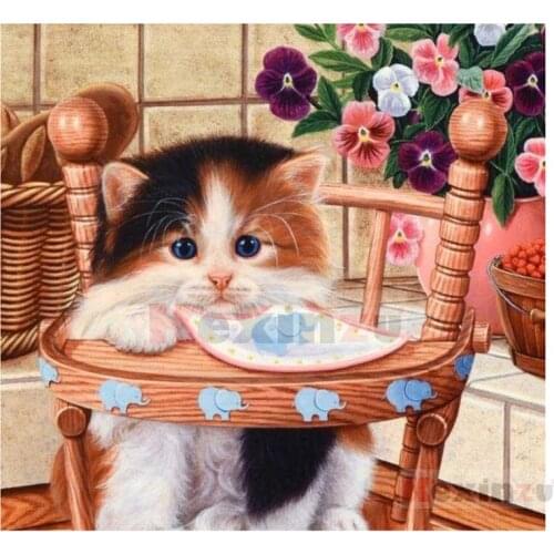 Kexinzu Full 5D DIY Square Diamond Painting"Animal Cat"3D Embroidery Cross Stitch Rhinestone Mosaic Home Decor Gift W3sd